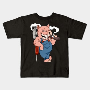 Mechanic Pig - Funny Mechanical Chef Kids T-Shirt